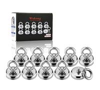 Wukong 1.26''D X 1.38''H Strong Permanent Rare Earth Magnets,84 LBS(38 KG) Pulling Forces Powerful Heavy Duty Neodymium Magnetic Hooks with Eyebolt for Multi-Use(10 Packs)