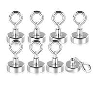 Wukong 10KG(22LB) Magnetic Hooks, 8 Pack Neodymium Magnets Strong Hooks, 20mm Super Strong Magnet Hook, Magnetic Hook Heavy Duty for Hanging, Kitchen, Garage, Bathroom and Office etc