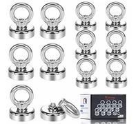 Wukong 12 Pack Magnet Hook,19kg Pulling Force Powerful Round Neodymium Fishing Magnet Heavy Duty Magnetic Hooks Diameter 0.98 inch(25mm)