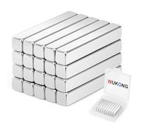 Wukong 25x4x4mm Small Bar Magnets - 20 Pieces Strong Rare Earth Magnets for Refrigerators, Whiteboards, Bulletin Boards, Offices, Homes and Creative DIY Scenes