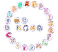 Wukong 26 Pieces Round Alphabet Fridge Magnets, 30mm Animal Alphabet Fridge Stickers, Educational Toys, Children's Spelling Learning Toys for Home, School, Decoration