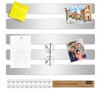Wukong 30x4cm, 5 Pack Magnetic Stainless Sliver Boards Strips, Adhesive Backing Bulletin Bar Board, Memo Board with 20Pcs Mini Magnets for Office, Home, Photo Wall, Documents and Fridge
