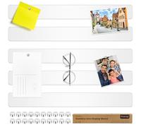 Wukong 30x4cm, 5 Pack Magnetic Stainless White Boards Strips, Adhesive Backing Bulletin Bar Board, Memo Board with 20Pcs Mini Magnets for Office, Home, Photo Wall, Documents and Fridge