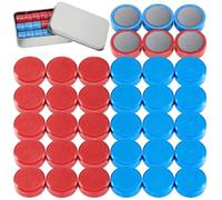 Wukong 36 Pack Round Fridge Magnets, Blue+Red Strong Whiteboard Magnets for Office, Pin Board, Notice Boards, Planning Boards, School, Postcard with Iron Box Ø 20 mm, 8mm Thick