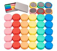 Wukong 36Pcs Round Fridge Magnets, 6 Colors Strong Whiteboard Magnets for Office, Notice Boards, Planning Boards, School, Postcard with Iron Box Ø 20 mm, 8mm Thick