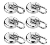 Wukong 6 Pack Magnetic Hooks, 27.2KG(60LBS) Neodymium Nagnets Strong Hooks, Super Strong Magnet Hook, Magnetic Hook Heavy Duty for Hanging, Kitchen, Garage, Bathroom and Office etc.
