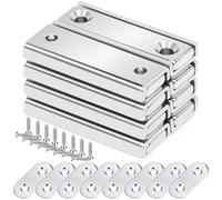 Wukong 8 Pack Rectangular Neodymium Magnets, Really Strong 20kg, 40 x 13.5 x 5 mm with Countersunk Hole for Home, Industry Tools, Wall Board with Screws