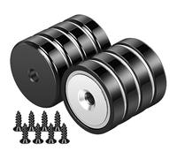 Wukong 8 Pieces Black Magnets, 32 X 8 mm Super Strong Neodymium Magnets with Hole Small Industrial Rare Earth Magnets with Screws for Whiteboards Refrigerator Kitchen Workplace