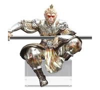 Wukong Figure Statue, Black Myth Monkey King Statue, Sepkus Monkey King Staff, Journey To The West Goku Sun Wu Kong Buddha Figure, 3D Relief Monkey King Ornaments Sculpture, Funny Gifts(Gold)