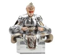 Wukong Figure Statue, Black Myth Monkey King Statue, Sepkus Monkey King Staff, Journey To The West Goku Sun Wu Kong Buddha Figure, 3D Relief Monkey King Ornaments Sculpture, Funny Gifts(Silver)