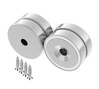 Wukong Pot Magnets 4 Pieces 32 x 8 mm 90 LBS Strong Neodymium Disc Magnet Round Countersunk Hole Rare Earth Magnets for Whiteboards Refrigerator Kitchen Workplace with 4 Mounting Screws