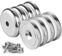 Wukong Pot Magnets 8 Pieces 32 x 8 mm 90 LBS Strong Neodymium Disc Magnet Round Countersunk Hole Rare Earth Magnets for Whiteboards Refrigerator Kitchen Workplace with 8 Mounting Screws