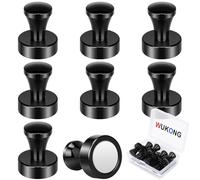 Wukong Strong Magnets Fridge, 16×20mm | 8 Pack Whiteboard Magnets Push Pins Black Magnet, Large Magnet Extra Strong for Refrigerator, Notice Board and Office