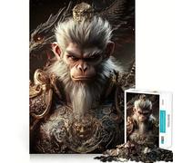 Wukong The Monkey King Jigsaw Puzzle 1000 Piece Focus Boost Fun Advanced Laser Cutting Tech Travel-friendly Brain Game Gift (38x52cm)