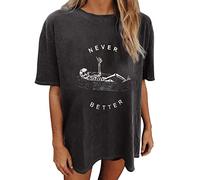 Wukreran Vintage Shirts for Women Cute Graphic Tee Spring Short Sleeve Tops Oversized Tshirts Teen Aesthetic Clothing, Cute Shirts #A1, S