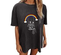 Wukreran Vintage Shirts for Women Cute Graphic Tee Spring Short Sleeve Tops Oversized Tshirts Teen Aesthetic Clothing, Cute Shirts #D1, XL