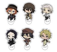 Wulachaka Bungo Stray Dogs 6pcs Stand Figure Q Version of Dazai Osamu Acrylic 8CM Double Home Display Desktop Standing Plaque Ornament Decoration