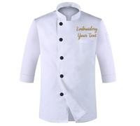 Wulachaka Personalised Chef Jacket Coat Short Sleeve/Long Sleeve Catering Shirt Custom Hotel Kitchen Restaurant Work Uniform Bakery Cooker Food Service Chef Jacket for Men and Women (Type 7, L)
