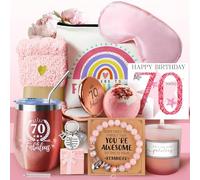WULAIHO 70th Birthday Gifts for Women, Her 70 Years Old Gift Ideas Happy Hamper Pamper Set Present Basket, Friends Sisters Wife Bestie Girlfriend Mum Born in 1954, Funny 70 Birthday Gifts Ideas