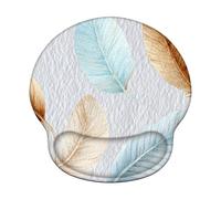 Wuleogxi Mouse Pad with Wrist Rest - Ergonomic Mousepad with Memory Foam Support, Non-Slip Base, Smooth Tracking Surface for Home Office Desk Decor & Easy Typing, Blue & Feather (226x251mm) WT#1382