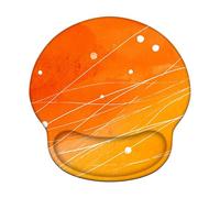 Wuleogxi Mouse Pad with Wrist Rest - Ergonomic Mousepad with Memory Foam Support, Non-Slip Base, Smooth Tracking Surface for Home Office Desk Decor & Easy Typing, Orange & Line (226x251mm) WT#2010