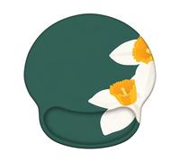 Wuleogxi Mouse Pad with Wrist Rest - Ergonomic Mousepad with Memory Foam Support, Non-Slip Base, Smooth Tracking Surface for Home Office Desk Decor & Easy Typing, Emerald & Flower (226x251mm) WT#3198
