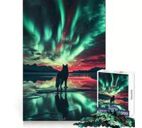 Wulf Under Northern Lights 1000 Pieces Jigsaws Adults Puzzles Logic Practice Pleasant Leisure Clean Edges Perfect Present (38x52cm)