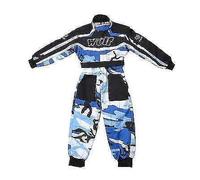 Wulf WULFSPORT Kids CAMO Race Suit Overalls Motocross LT PW GO-Karting Child New (Blue, Junior L (9-10 YRS))
