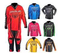 Wulfsport Cub Linear Race Shirt- Black/Yellow (11-13 Years) Motorcycle Children Motocross Shirt 2023 Version