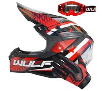 Wulfsport Iconic Red M (57-58cm) Helmet Adult Motocross MX Helmet + Red Gloves (M) + Red Tech Goggles
