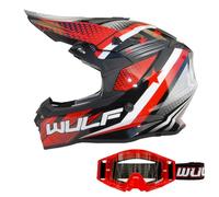 Wulfsport Iconic Red S (55-56cm) Helmet Adult Motocross MX Helmet + Red Tech Goggles