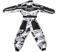 WULFSPORT JUNIOR KIDS CAMO KART SUIT Motocross Quad Sport Racing Overall Jump Suit - GREY - Junior (XL) 11-13 Yrs