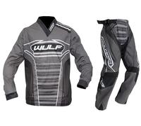 WULFSPORT Junior MX Race Suit Motocross Kids Motorbike Children Youth Off Road Dirt Sports Quad Bike BMX ATV Jersey and Trouser - Black - TOP : 11-13 years - PANT : 26 inches
