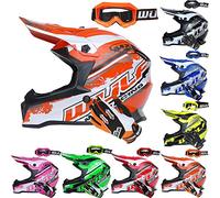 Wulfsport Orange Cub Off Road Pro Kids Motocross Helmet L + Stratos Gloves XS + Cub Goggles