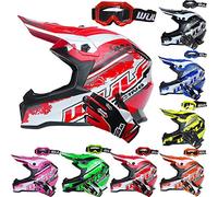 Wulfsport Red Cub Off Road Pro Kids Motocross Helmet L + Stratos Gloves XS + Cub Goggles