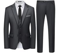 WULFUL Men's 3 Piece Slim Fit Suit Set Two Button Blazer Jacket Vest Pants Tuxedo Set for Party, Wedding and Business