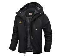 WULFUL Men's Ski Jackets Warm Winter Snow Windbreaker Resistant Snowboard Fleece Coat Mountain Waterproof Parka with Hood, Black, 3XL