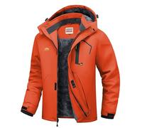 WULFUL Men's Ski Jackets Warm Winter Snow Windbreaker Resistant Snowboard Fleece Coat Mountain Waterproof Parka with Hood, Orange, L