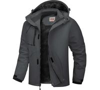 WULFUL Men's Waterproof Ski Jacket Warm Winter Snow Coat Mountain Windbreaker Hooded Raincoat, Dark Grey, Medium