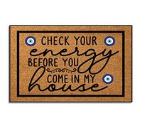 Wulidrom Check Your Energy Before You Come in My House Indoor Front Door Mat for Shoes by Door, Door Mats Outdoor Funny Door Mats for Outside Entry 30"X18"
