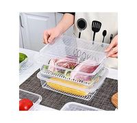 wulikanhua Plastic Bacon Box, Deli Meat Saver Cold Cuts Fridge Keeper, Cheese Food Storage Container with Lid for Refrigerator, Shallow Low Profile Christmas Cookie Holder