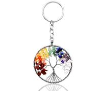 WULILONG key ring Chakra gifts,Tree of Life Keyring,new home gifts,keychain,7 Chakra Healing Crystal keyrings for women,Natural Gemstone spiritual gifts for women