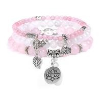 WULILONG Natural Healing Gemstone Bracelet Reiki Healing Crystal Bracelets Beaded Bracelets with Lotus for Women Gift