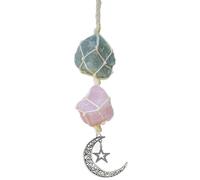 WULILONG Rose Quartz Amethyst Pendant Crystal Car Hanging Ornament Hanging Car Charm Healing Crystal Accessories Crystal Stones Reiki for Meditation Protection (Amazonite+Rose Quartz)