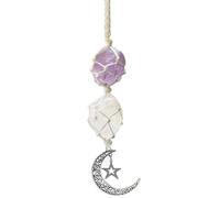 WULILONG Rose Quartz Amethyst Pendant Crystal Car Hanging Ornament Hanging Car Crystal Accessories Crystal Stones (Clear Quartz +Amethyst)