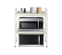 Wulimasun Microwave Shelf,3 Tier Extendable Microwave Oven Rack Shelf with 8 Hanging Hooks Microwave Stand with Storage for Kitchen Counter Organiser 39-65cm Microwave Stand