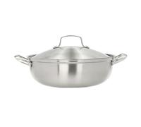 Wulimasun Stainless Steel Wok,26cm Frying Pan Wok with Lid Induction/Gas Stoves use Stir Frying Pan Kitchen Include 1 Steaming Rack,for use with Induction Stoves,Gas Stoves,Electric Stoves,Silver