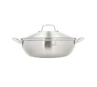 Wulimasun Stainless Steel Wok,32cm Frying Pan Wok with Lid Induction/Gas Stoves use Stir Frying Pan Kitchen Include 1 Steaming Rack,for use with Induction Stoves,Gas Stoves,Electric Stoves,Silver