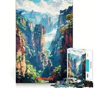 Wulingyuan China Art Poster 1000 Piece Teenager Puzzles Cognitive Boost Fun Tight Lock No Loose Pieces Engaging Way to Pass Free Hours (38x26cm)