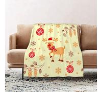 wulipotr Fleece Blanket | Soft Cozy Flannel Throw Blanket | Perfect for Home, Bedroom, Sleepovers & Camping,Seamless background with deer Christmas. You can use the print for textiles post,76x100cm